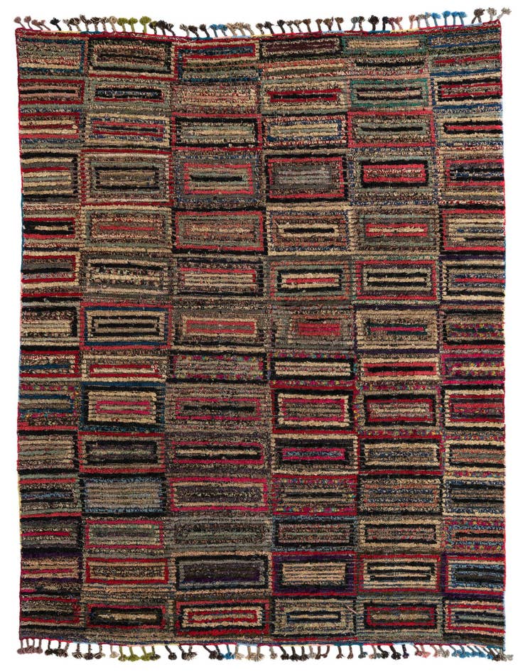 Detail image of 6' 3 x 9' 6 Hand Knotted Moroccan Wool Rug