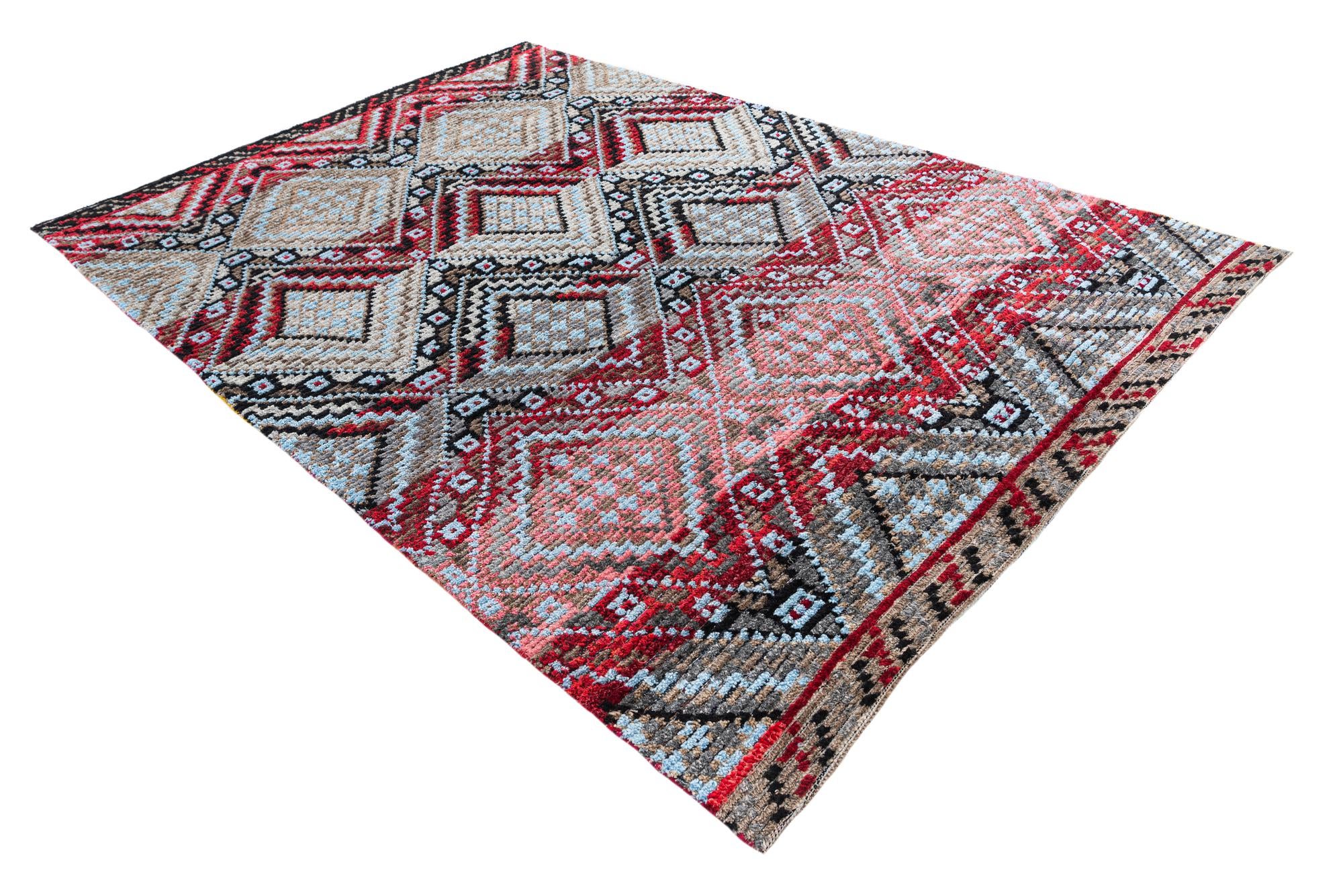 6' 5 x 9' 4 Hand Knotted Moroccan Wool Rug