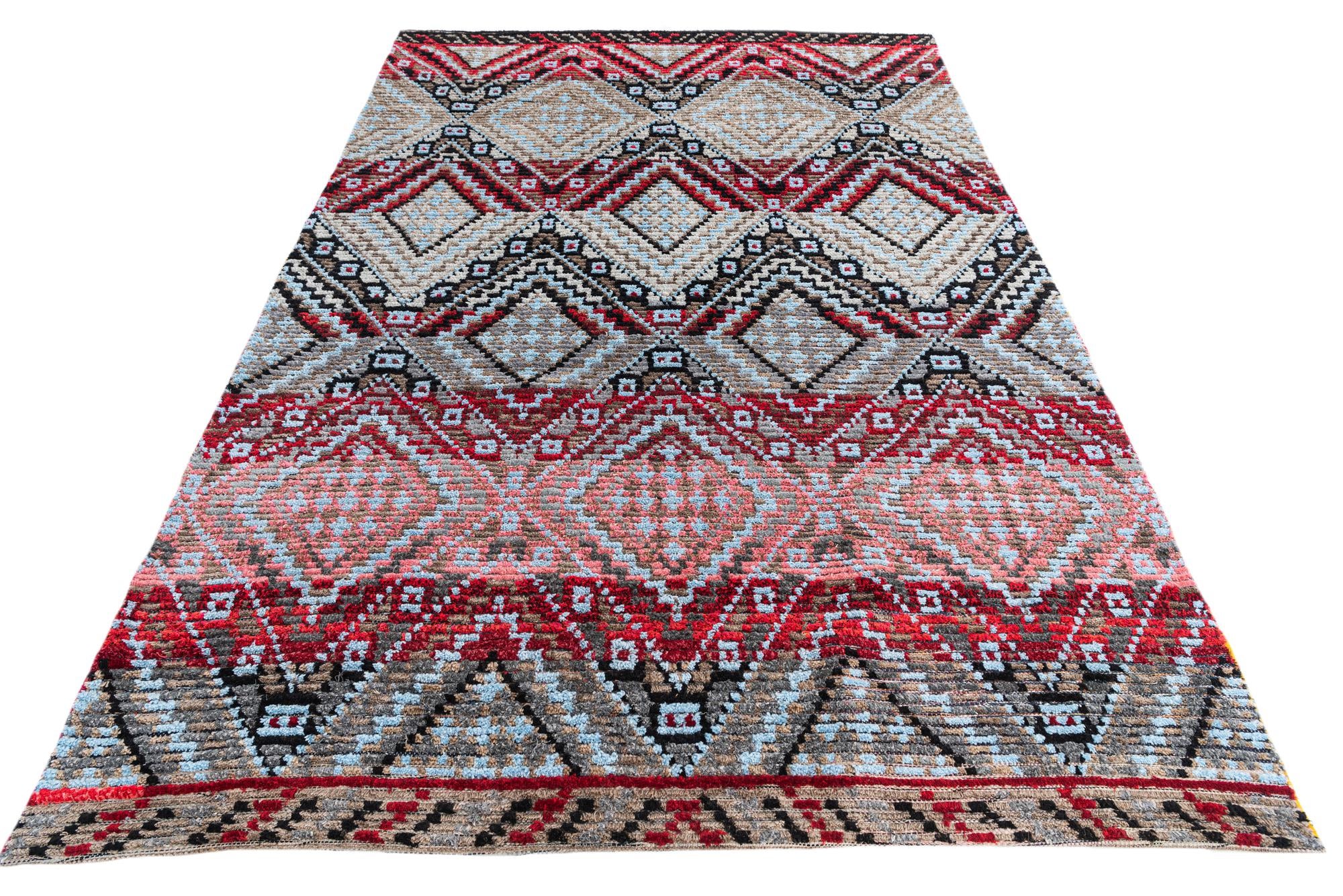 6' 5 x 9' 4 Hand Knotted Moroccan Wool Rug
