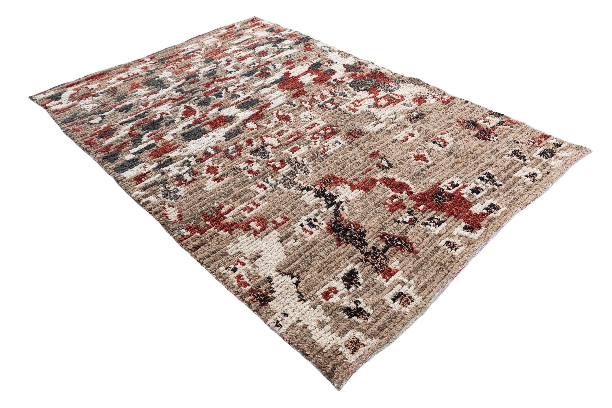 5' 2 x 7' 5 Hand Knotted Moroccan Wool Rug