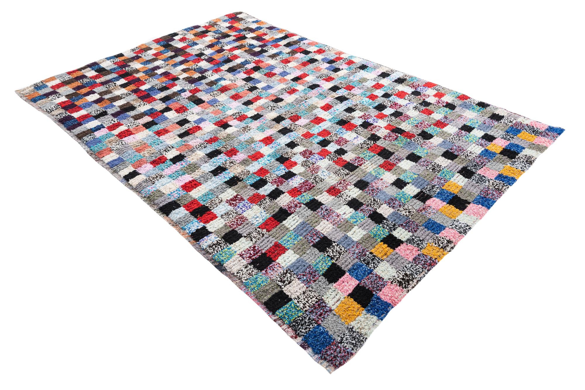 6' 7 x 9' 9 Hand Knotted Moroccan Wool Rug