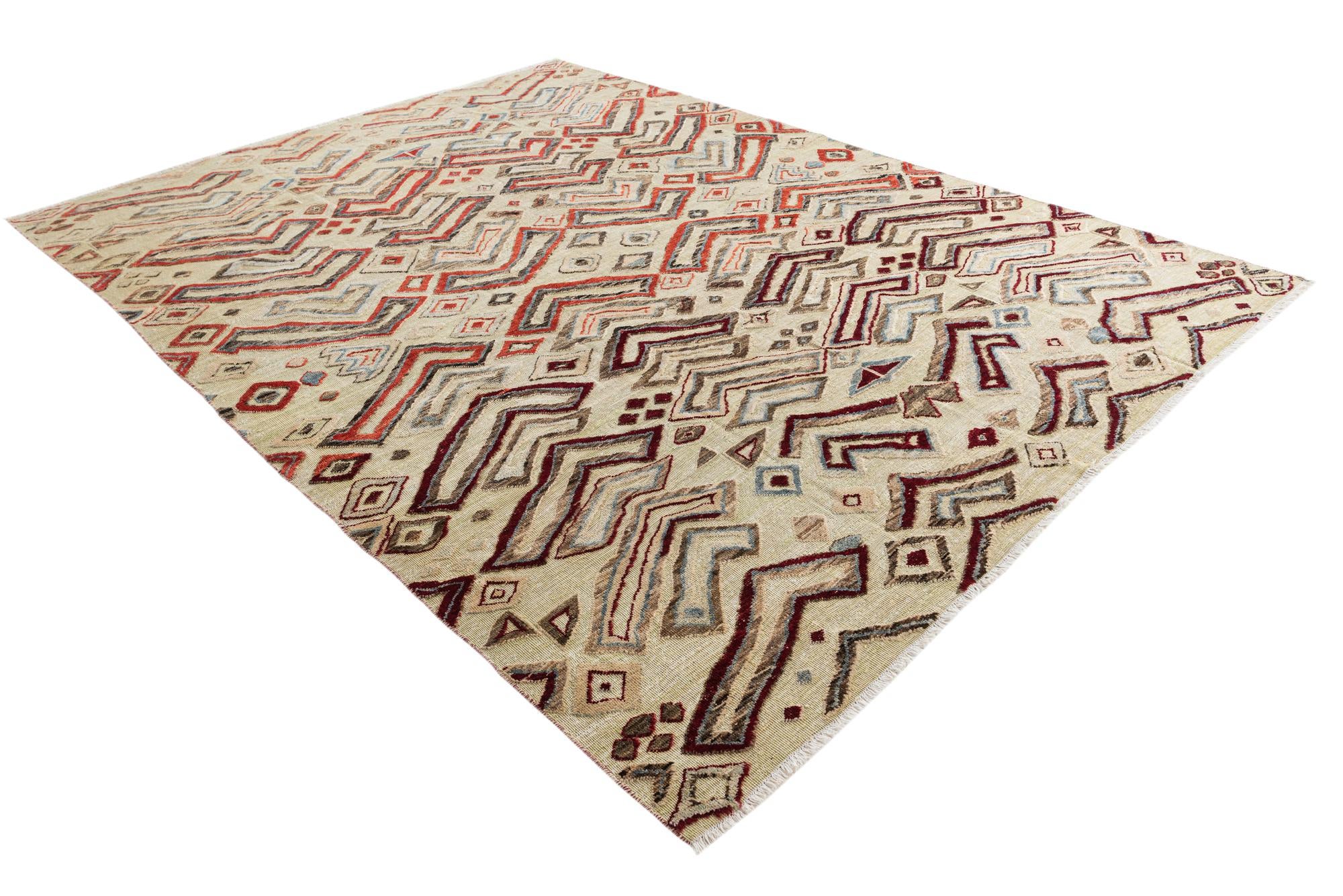 9' x 12' 2 Hand Knotted Moroccan Wool Rug