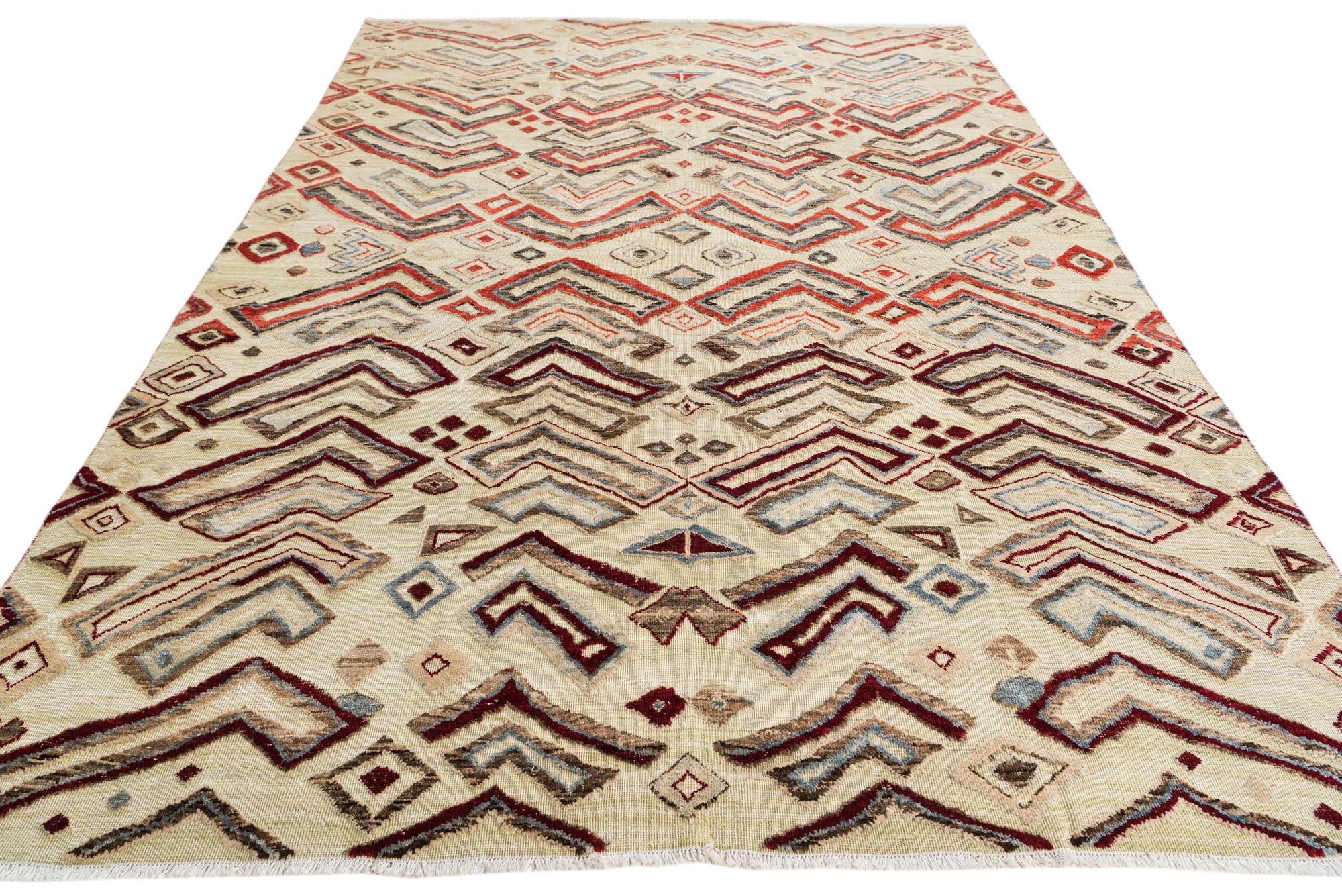9' x 12' 2 Hand Knotted Moroccan Wool Rug