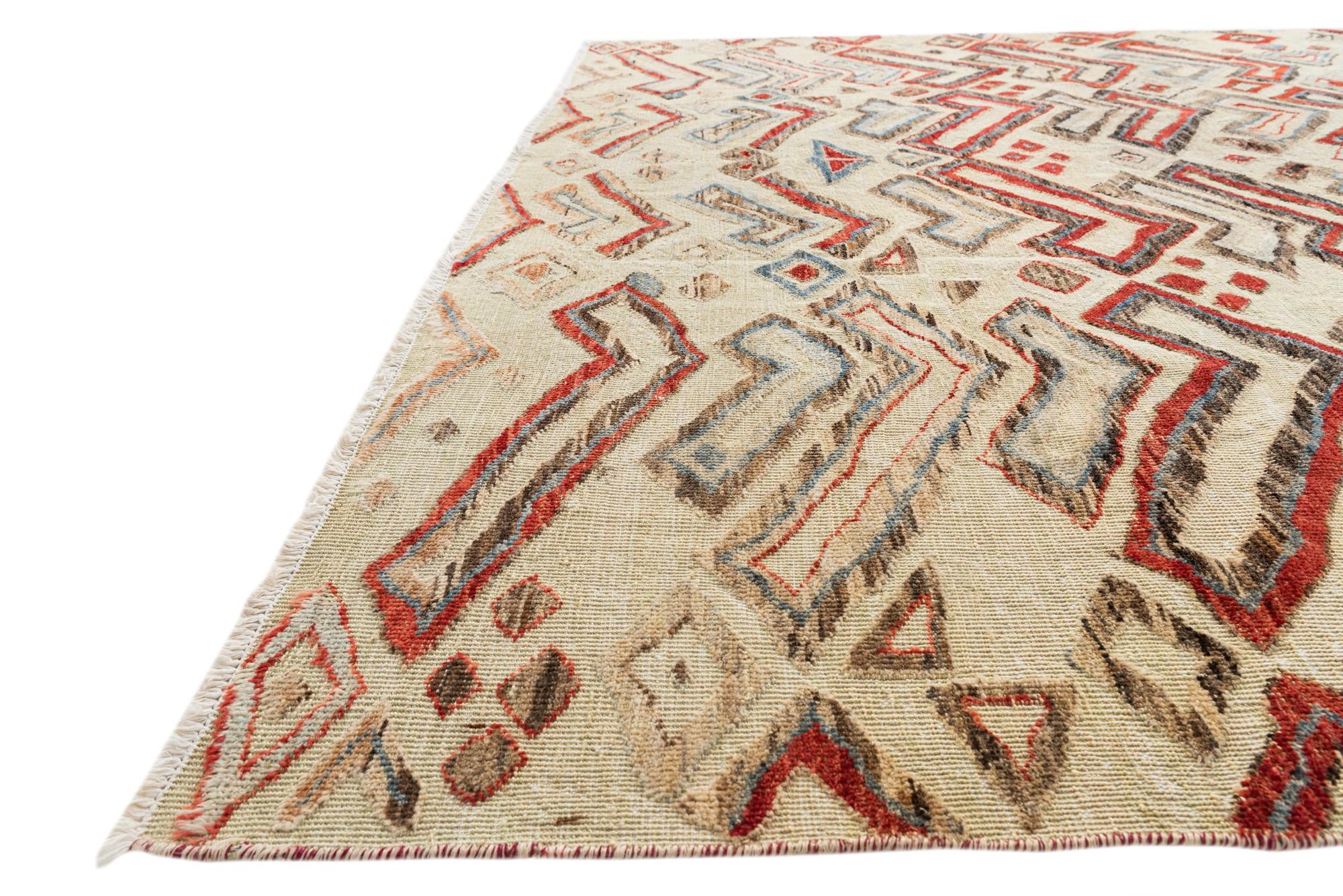 9' x 12' 2 Hand Knotted Moroccan Wool Rug
