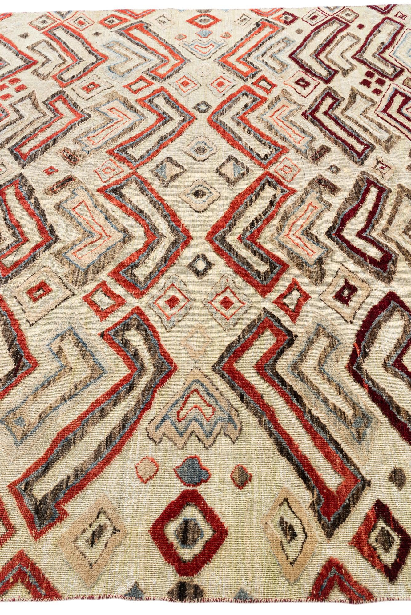9' x 12' 2 Hand Knotted Moroccan Wool Rug