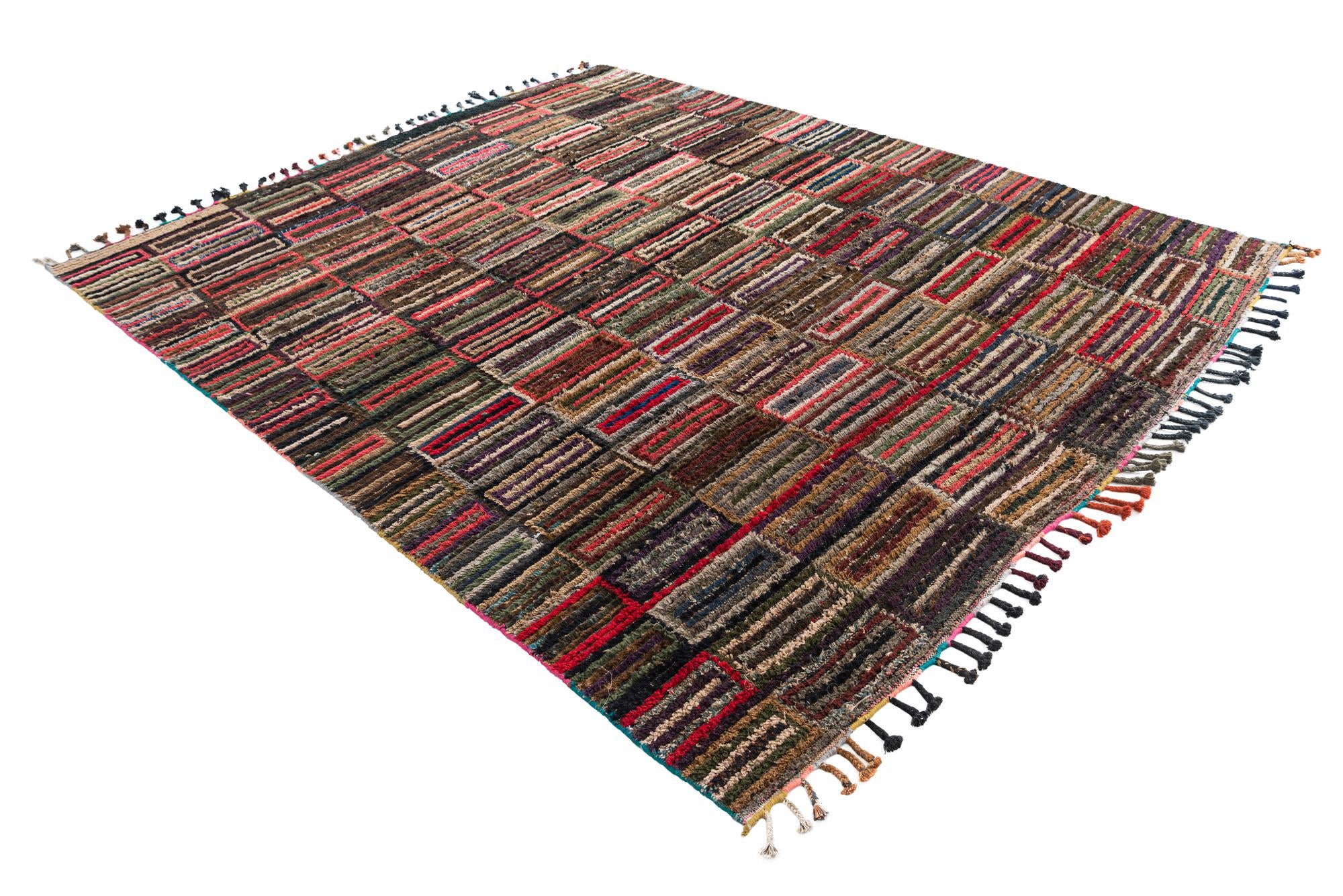7' 10 x 9' 8 Hand Knotted Moroccan Wool Rug