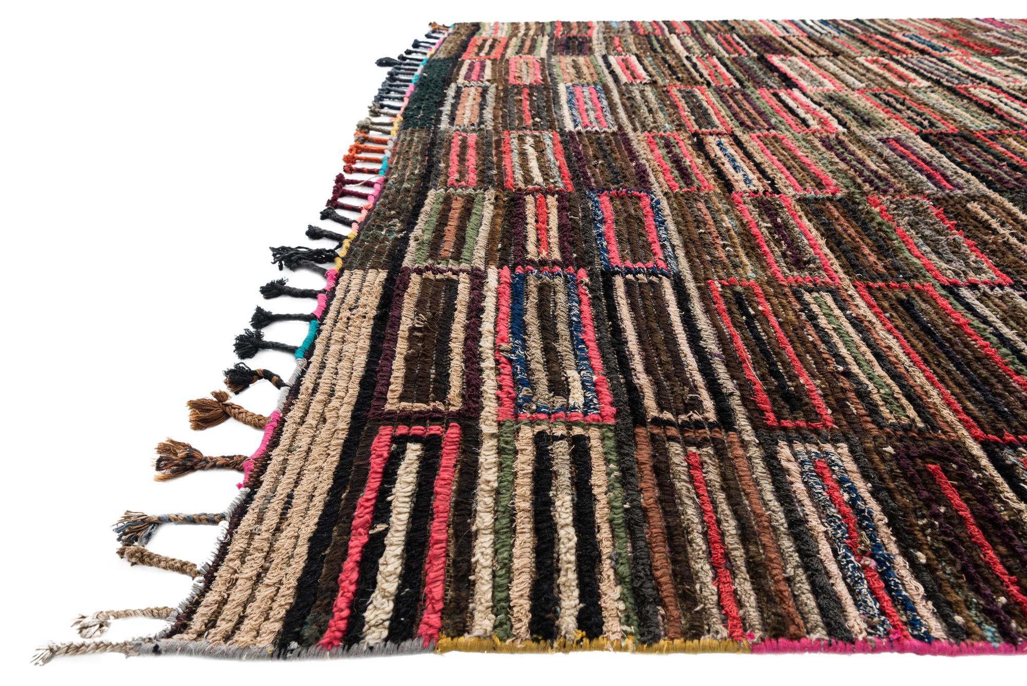7' 10 x 9' 8 Hand Knotted Moroccan Wool Rug