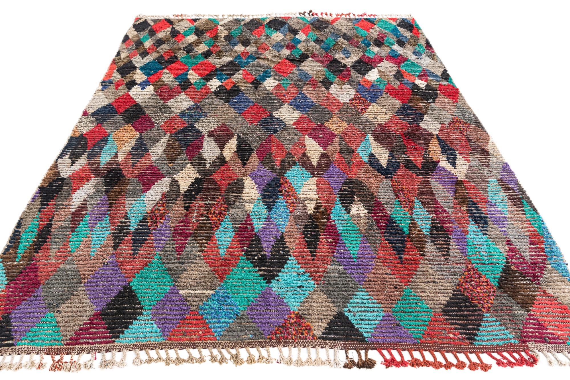 7' 9 x 9' 9 Hand Knotted Moroccan Wool Rug
