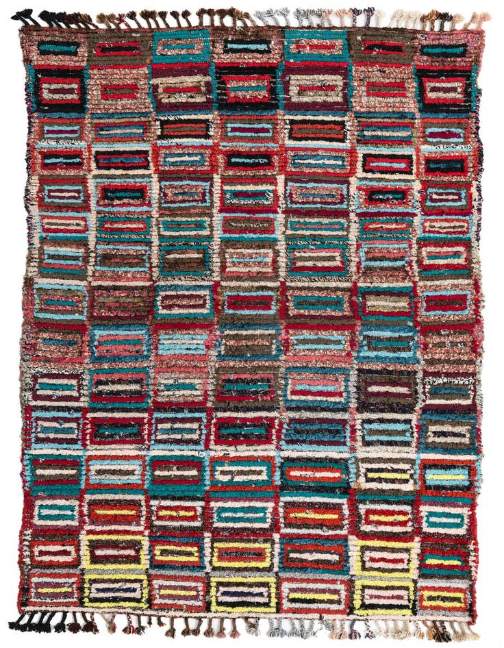 Detail image of 5' 2 x 7' 10 Hand Knotted Moroccan Wool Rug
