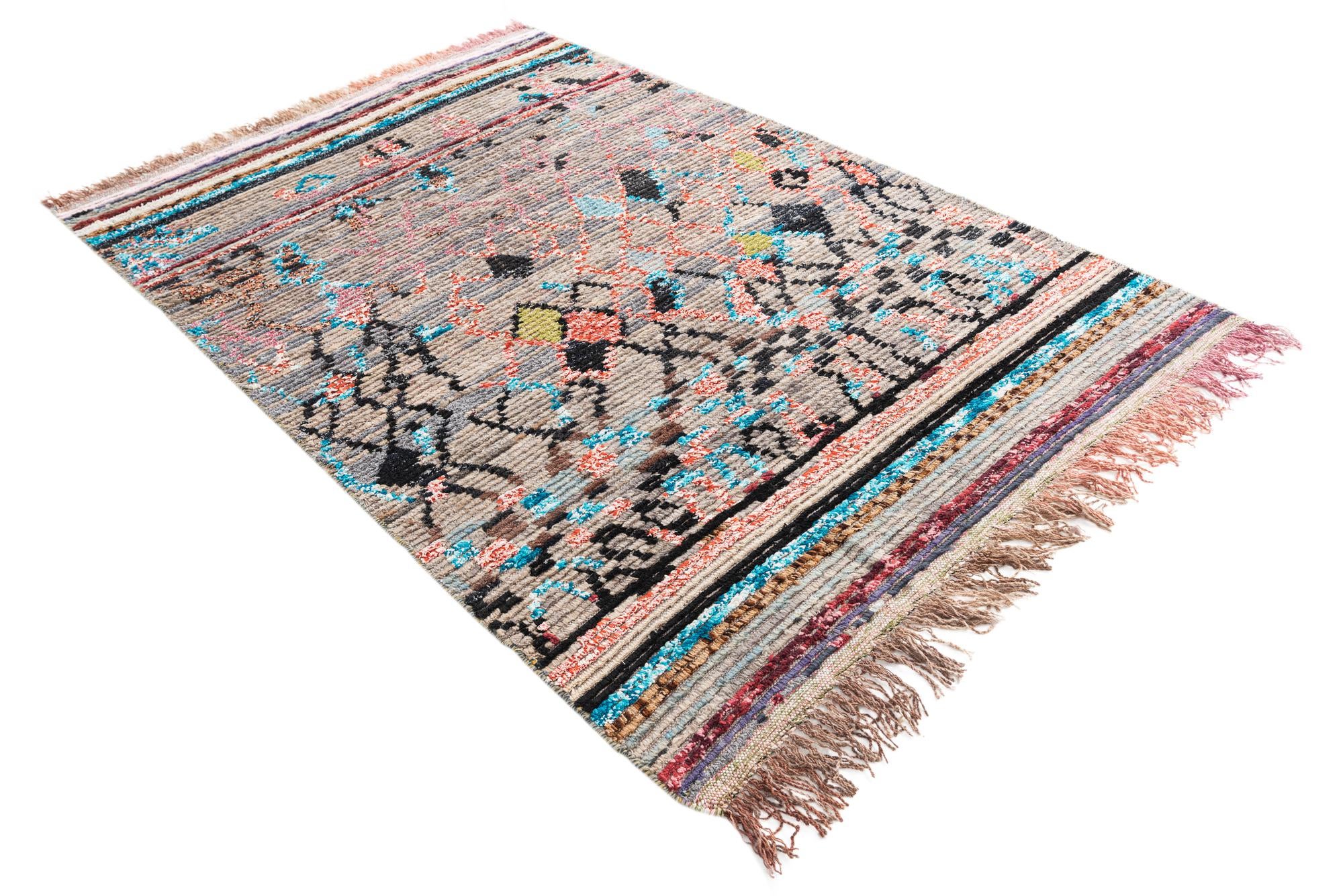 5' 5 x 8' 3 Hand Knotted Moroccan Wool Rug