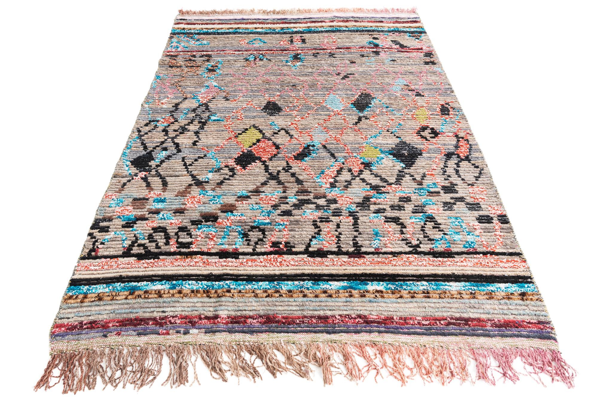 5' 5 x 8' 3 Hand Knotted Moroccan Wool Rug