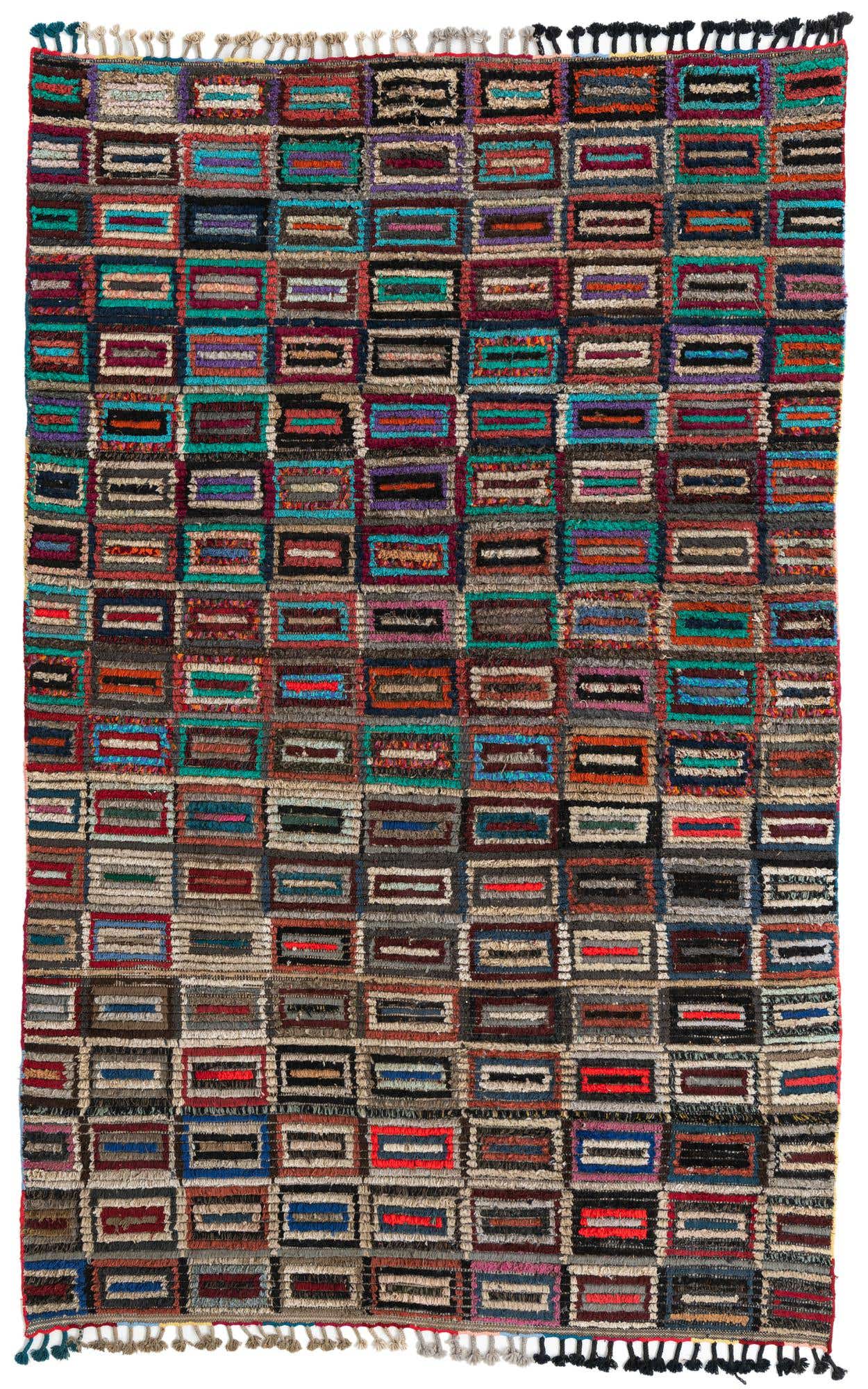 6' x 9' 5 Hand Knotted Moroccan Wool Rug