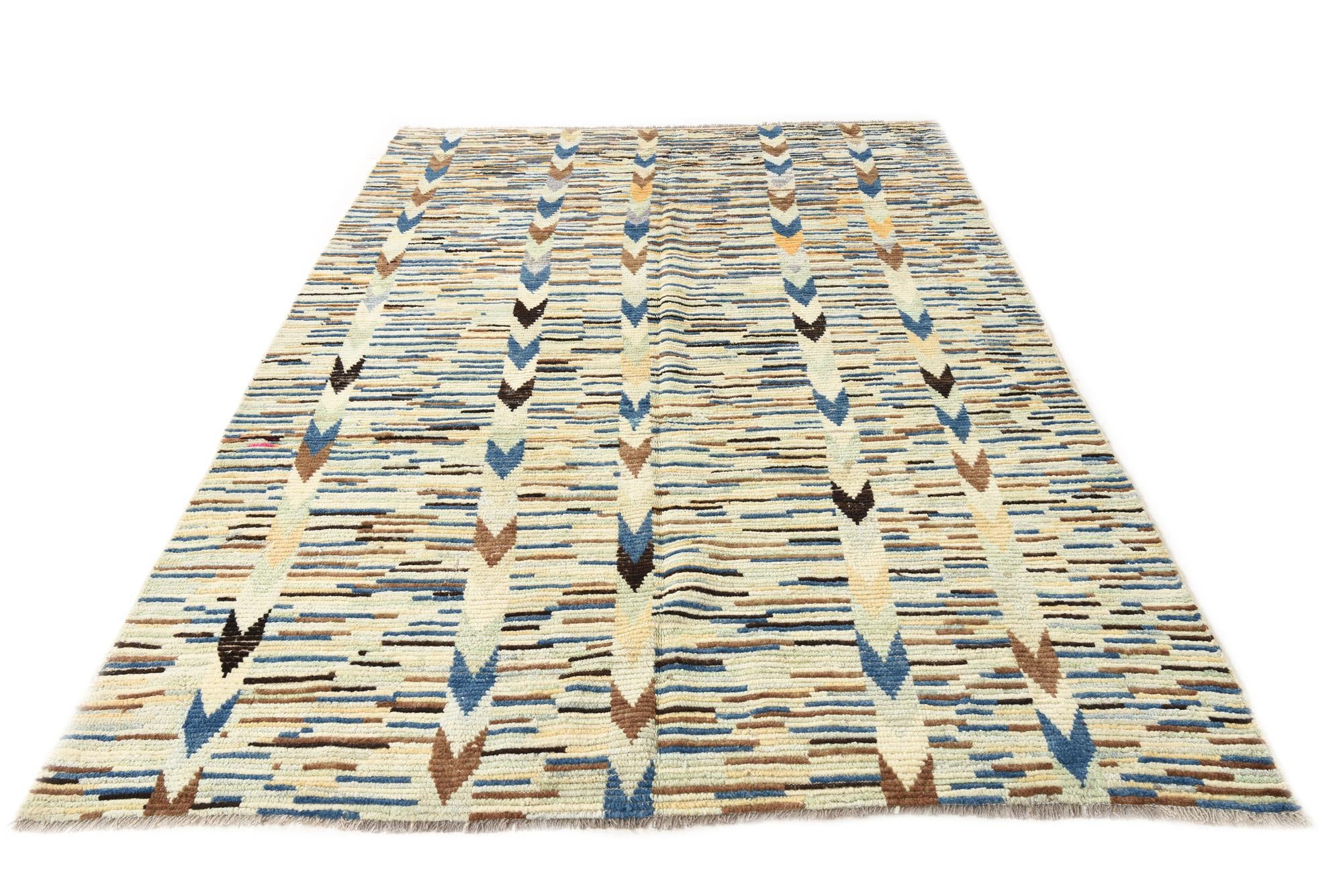 6' 4 x 9' 4 Hand Knotted Moroccan Wool Rug