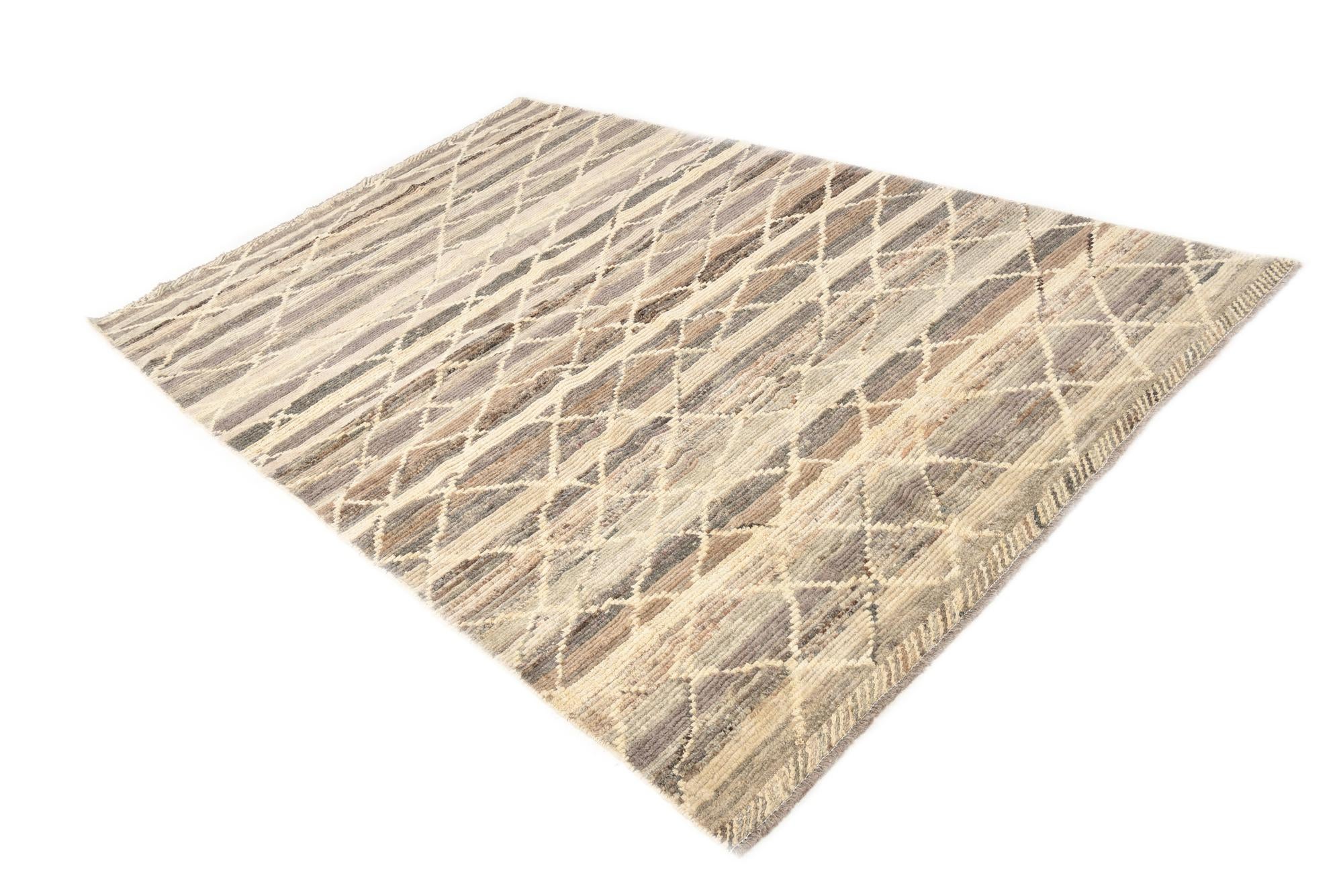 5' 9 x 9' Hand Knotted Moroccan Wool Rug