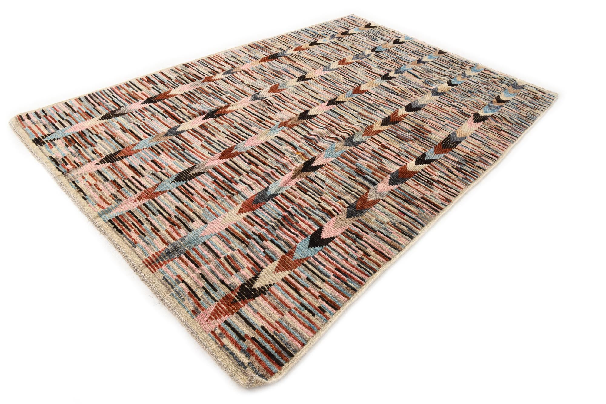 6' 3 x 9' 4 Hand Knotted Moroccan Wool Rug