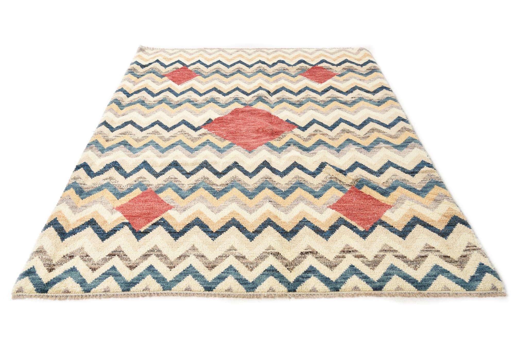 5' 9 x 8' Hand Knotted Moroccan Wool Rug