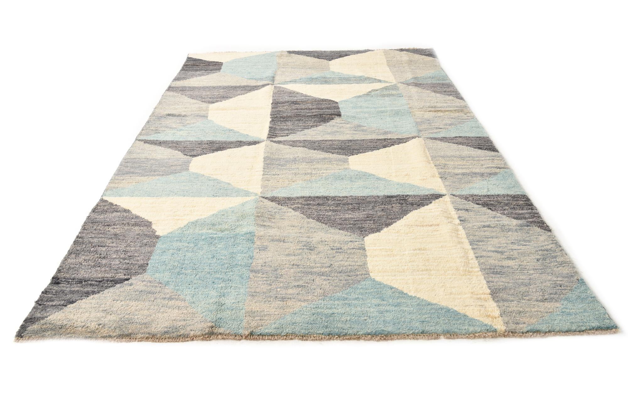 6' 4 x 10' Hand Knotted Moroccan Wool Rug