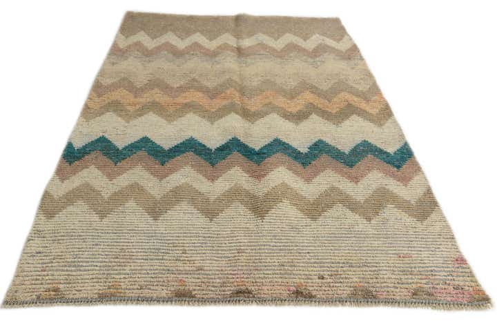 4' 8 x 7' 8 Hand Knotted Moroccan Wool Rug