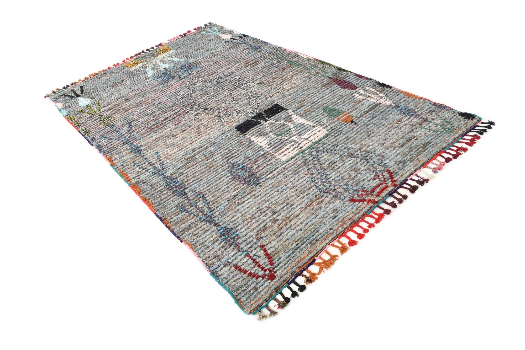 5' x 8' Hand Knotted Moroccan Wool Rug