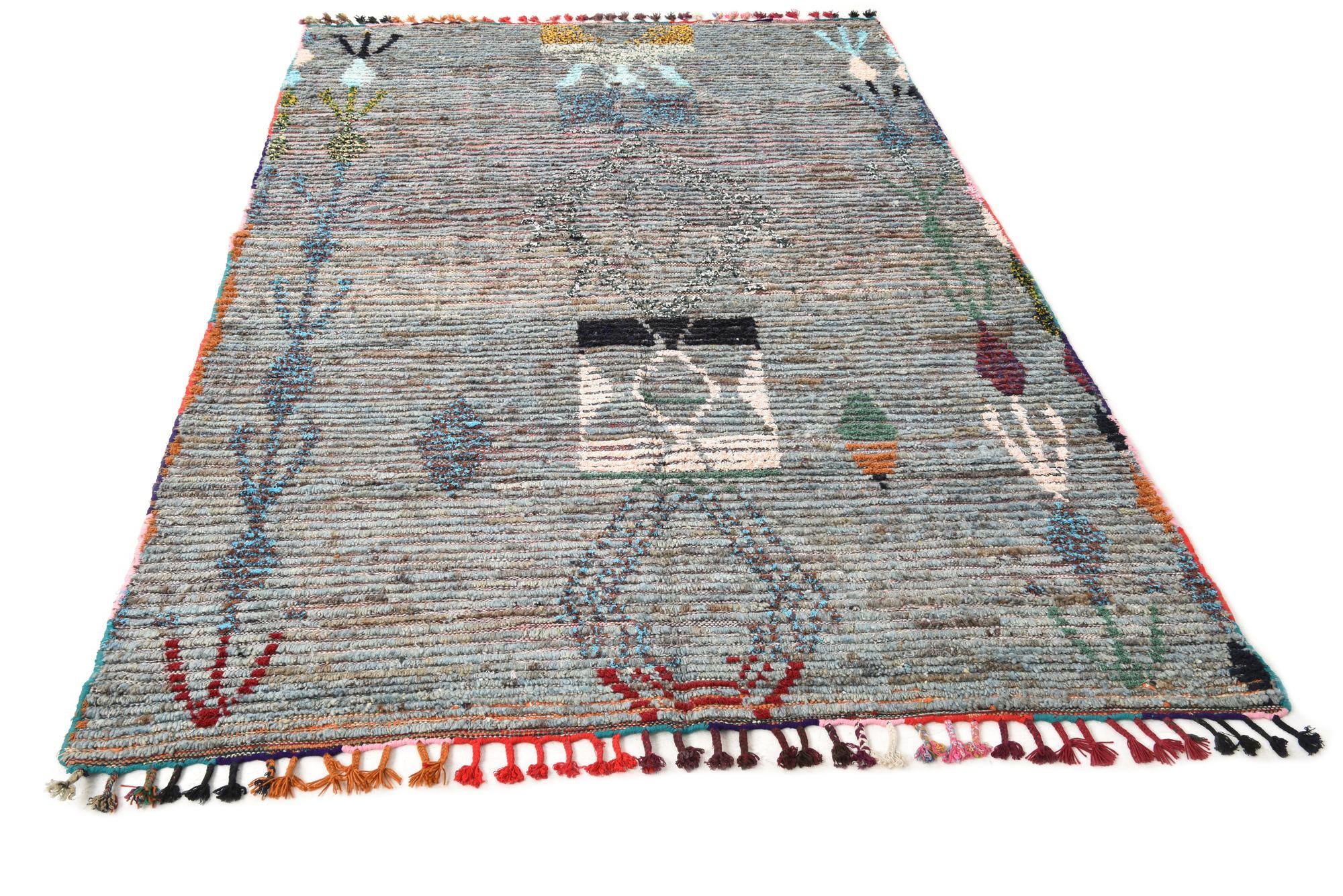 5' x 8' Hand Knotted Moroccan Wool Rug