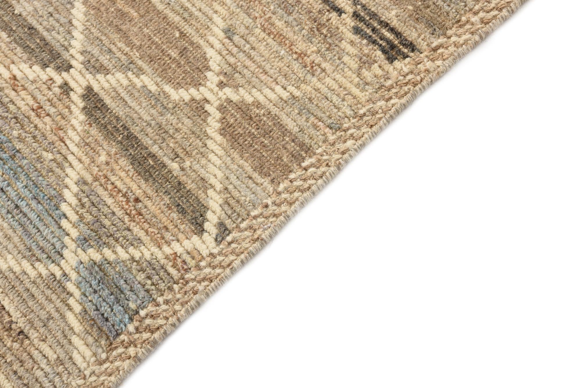 6' x 9' 4 Hand Knotted Moroccan Wool Rug