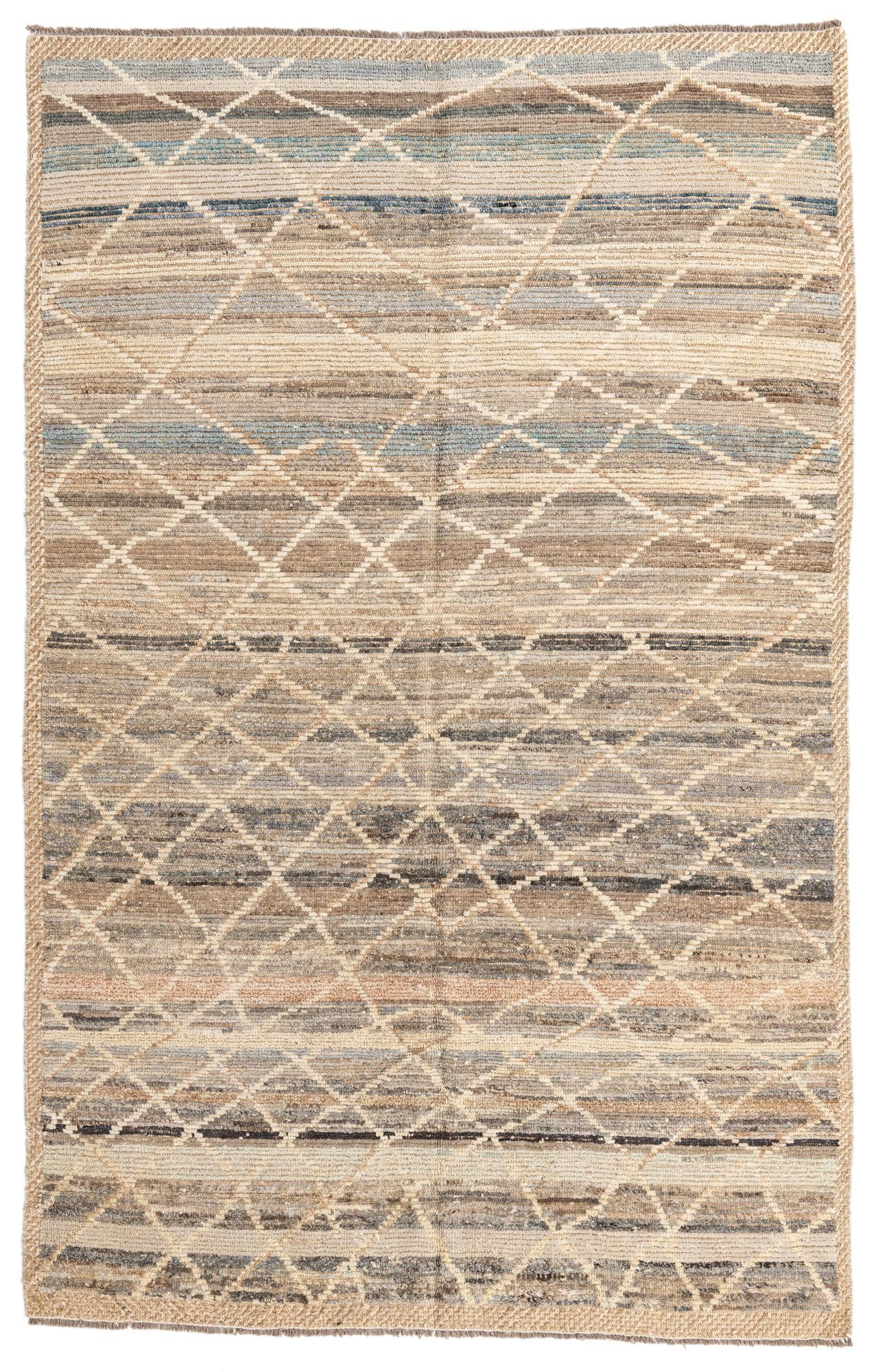 6' x 9' 4 Hand Knotted Moroccan Wool Rug