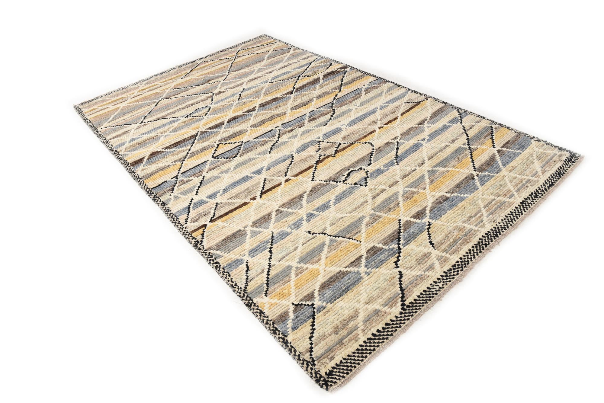 6' x 9' 8 Hand Knotted Moroccan Wool Rug
