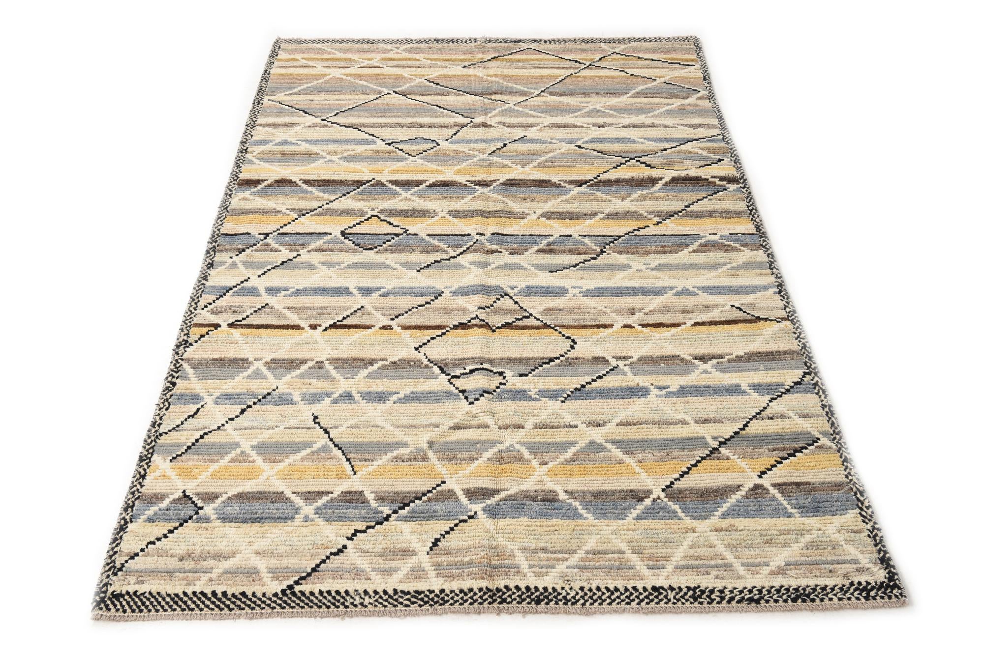 6' x 9' 8 Hand Knotted Moroccan Wool Rug