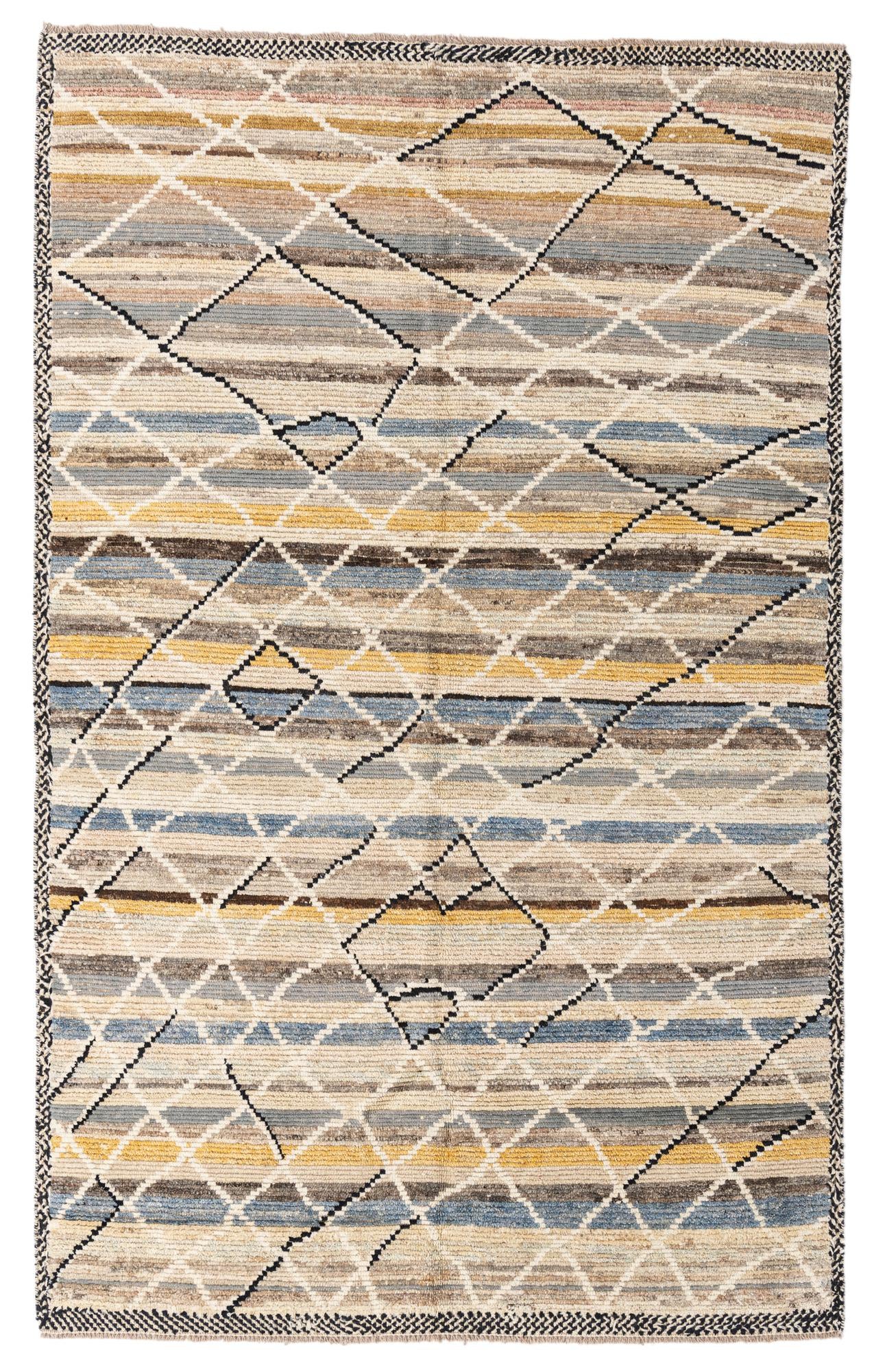 6' x 9' 8 Hand Knotted Moroccan Wool Rug
