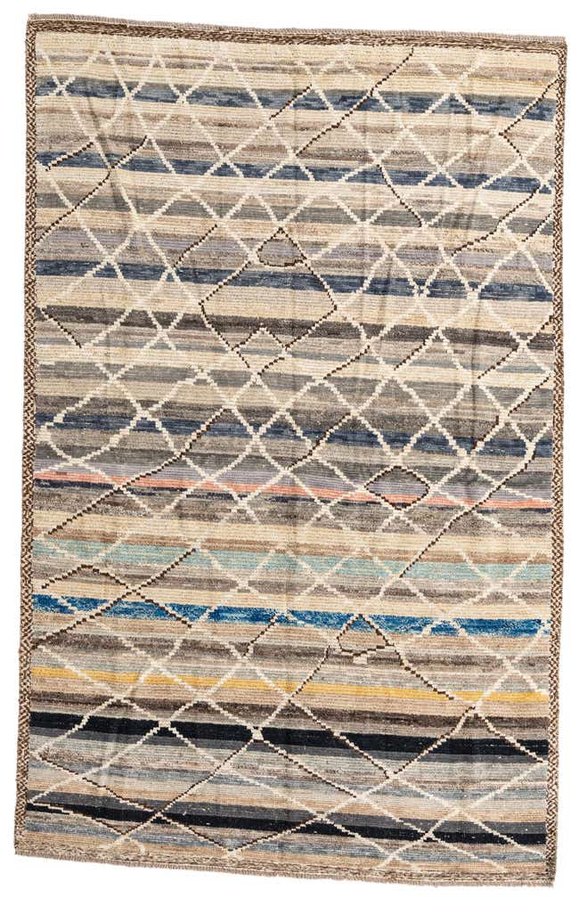 5' 10 x 9' 2 Hand Knotted Moroccan Wool Rug