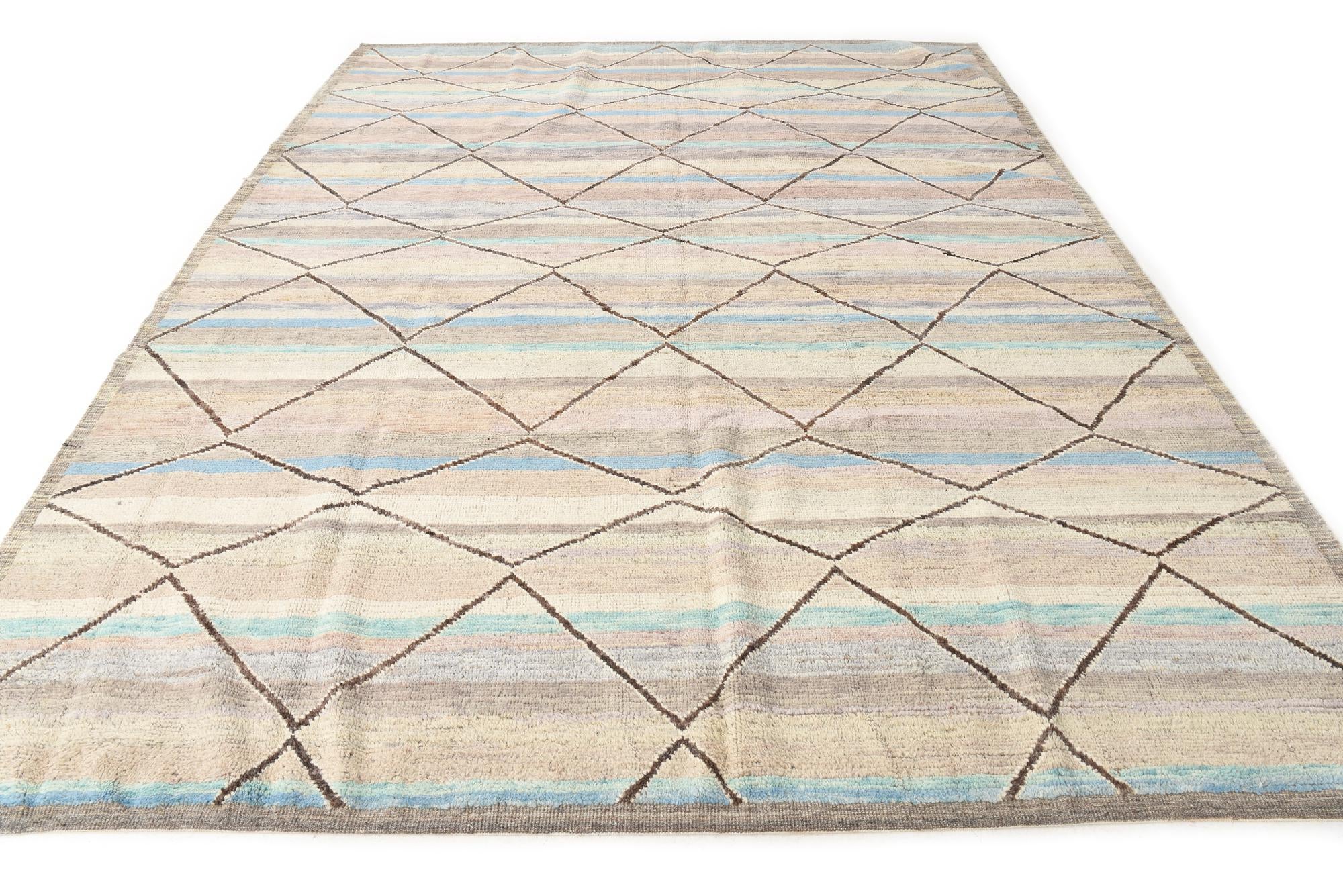 9' 2 x 11' 9 Hand Knotted Moroccan Wool Rug