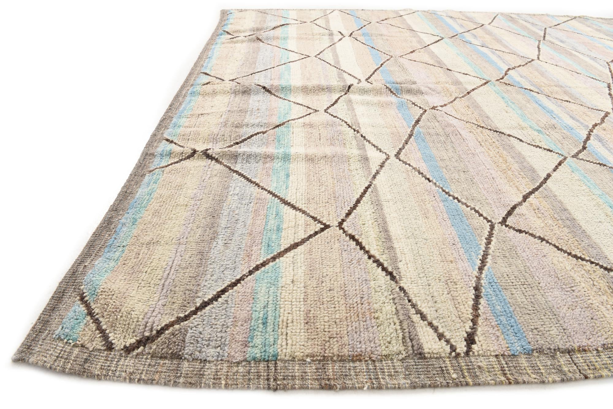 9' 2 x 11' 9 Hand Knotted Moroccan Wool Rug