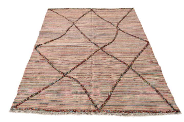 4' 9 x 6' 4 Hand Knotted Moroccan Wool Rug