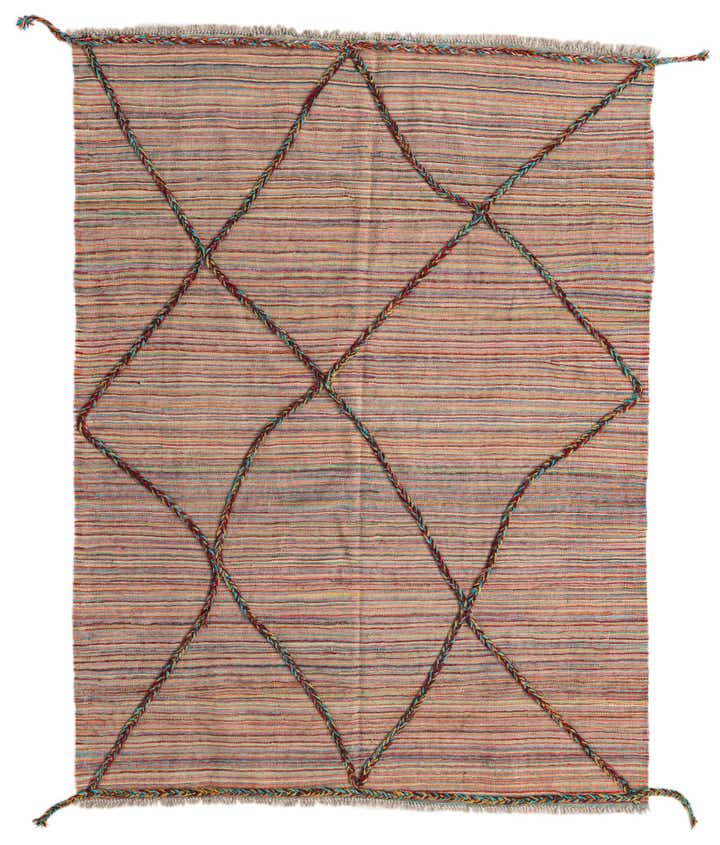 4' 9 x 6' 4 Hand Knotted Moroccan Wool Rug