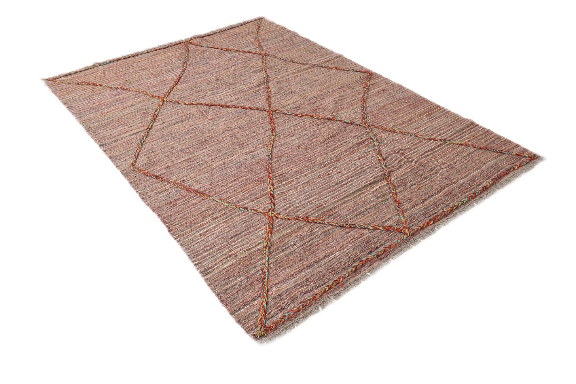 5' 6 x 8' Hand Knotted Moroccan Wool Rug