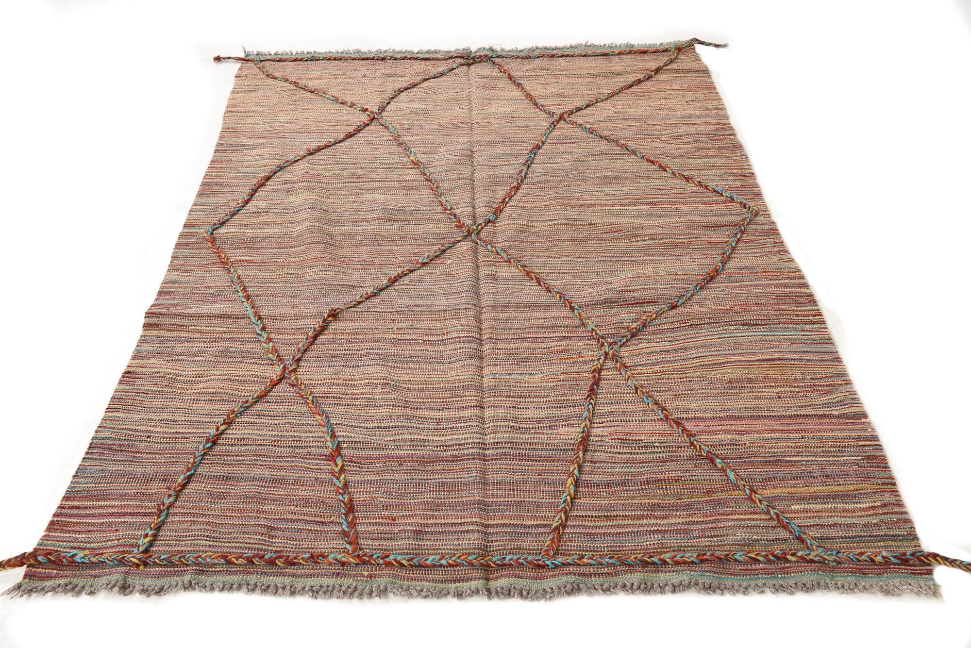 4' 8 x 6' 6 Hand Knotted Moroccan Wool Rug
