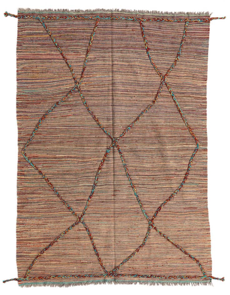Detail image of 4' 8 x 6' 6 Hand Knotted Moroccan Wool Rug