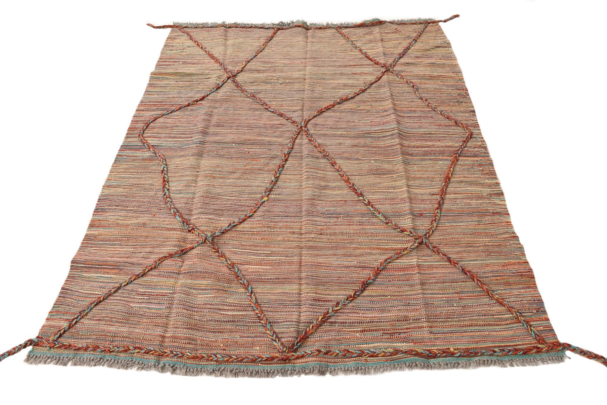 4' 11 x 6' 5 Hand Knotted Moroccan Wool Rug