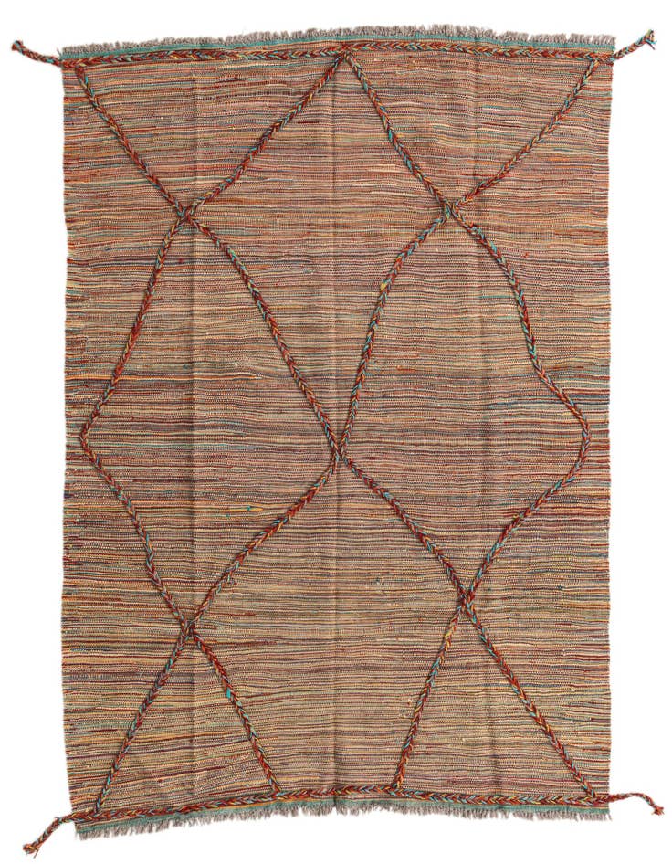 Detail image of 4' 11 x 6' 5 Hand Knotted Moroccan Wool Rug