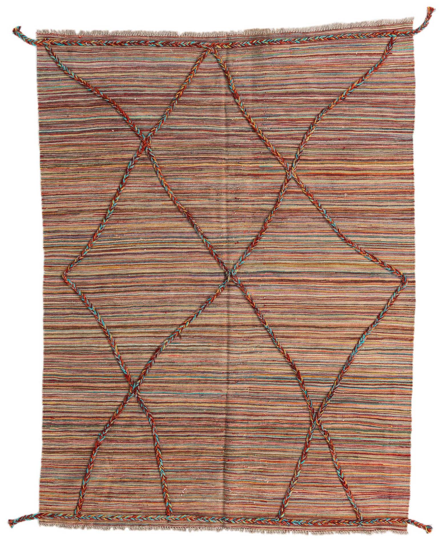 4' 9 x 6' 3 Hand Knotted Moroccan Wool Rug