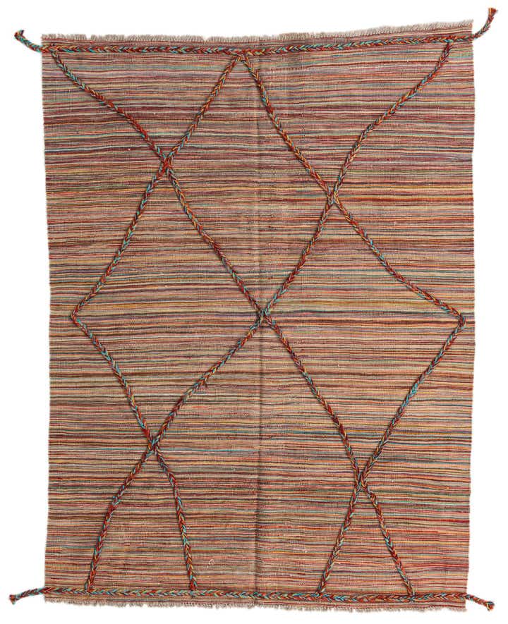 4' 9 x 6' 3 Hand Knotted Moroccan Wool Rug