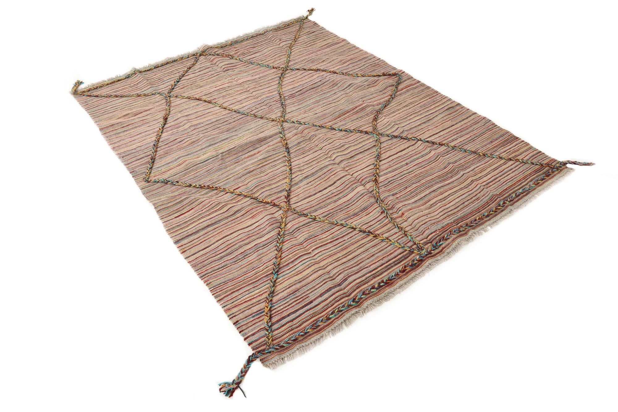4' 9 x 6' 3 Hand Knotted Moroccan Wool Rug