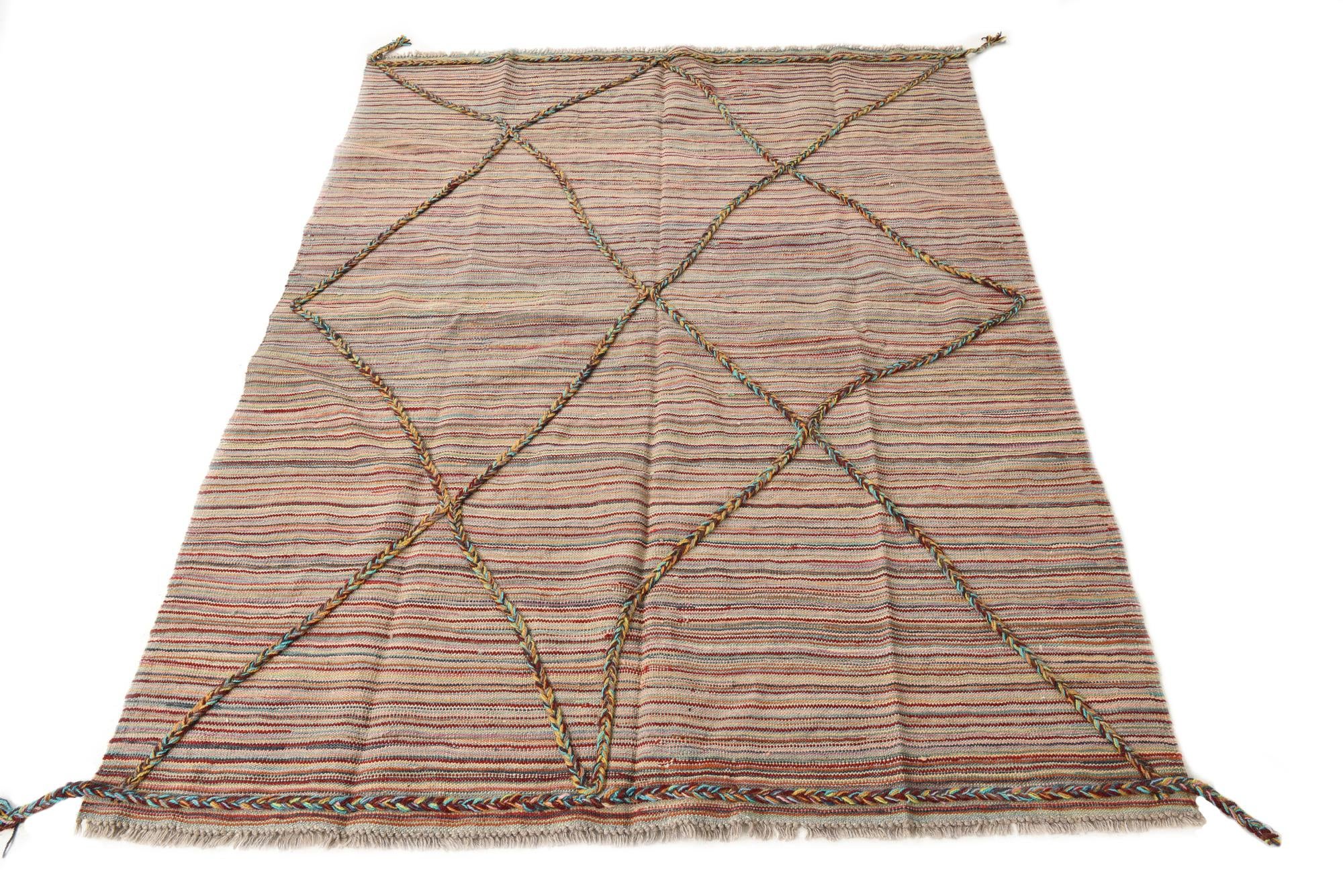 4' 9 x 6' 3 Hand Knotted Moroccan Wool Rug