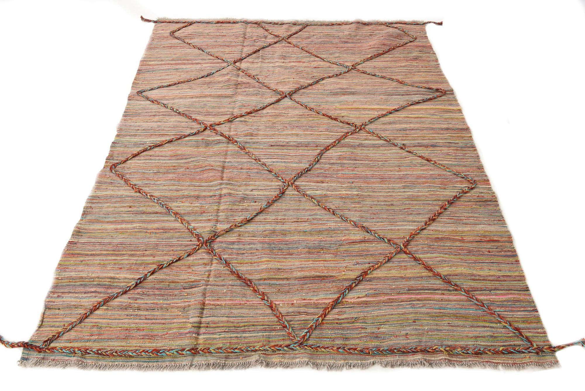 5' 7 x 7' 5 Hand Knotted Moroccan Wool Rug