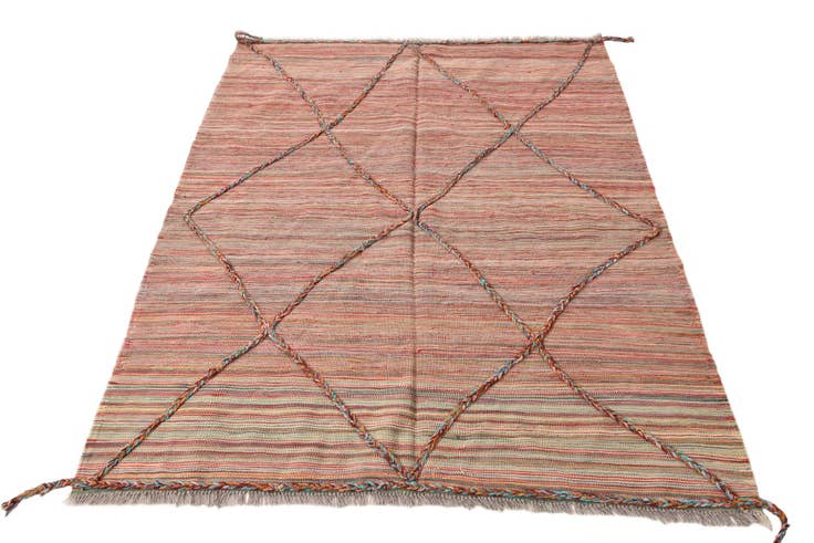 Detail image of 4' 10 x 6' 2 Hand Knotted Moroccan Wool Rug