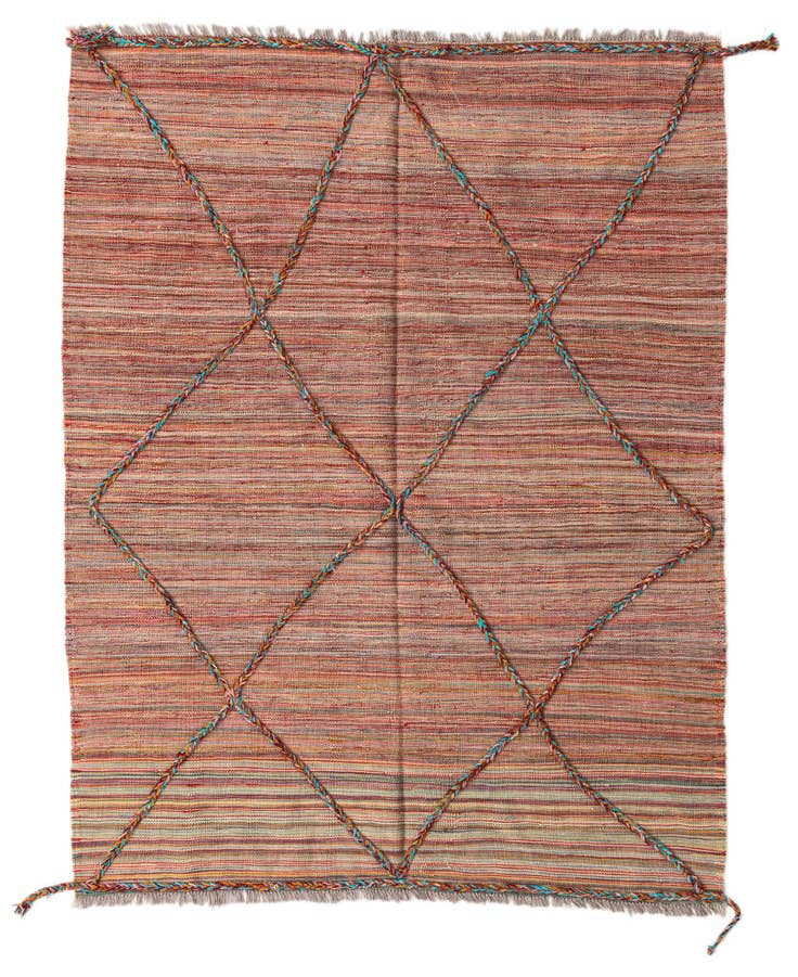 Detail image of 4' 10 x 6' 2 Hand Knotted Moroccan Wool Rug