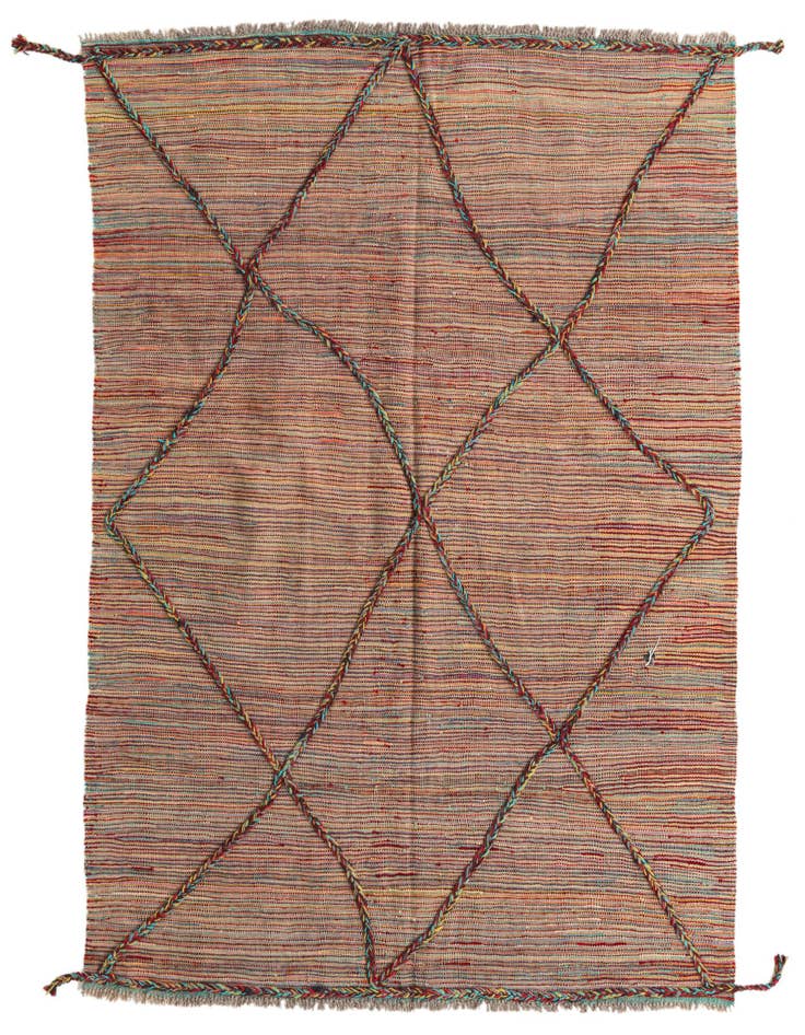 Detail image of 4' 10 x 6' 6 Hand Knotted Moroccan Wool Rug