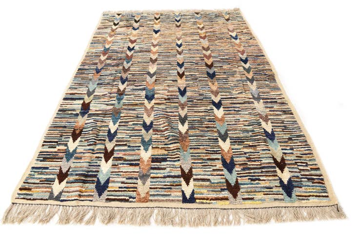 Detail image of 6' 2 x 9' 5 Hand Knotted Moroccan Wool Rug
