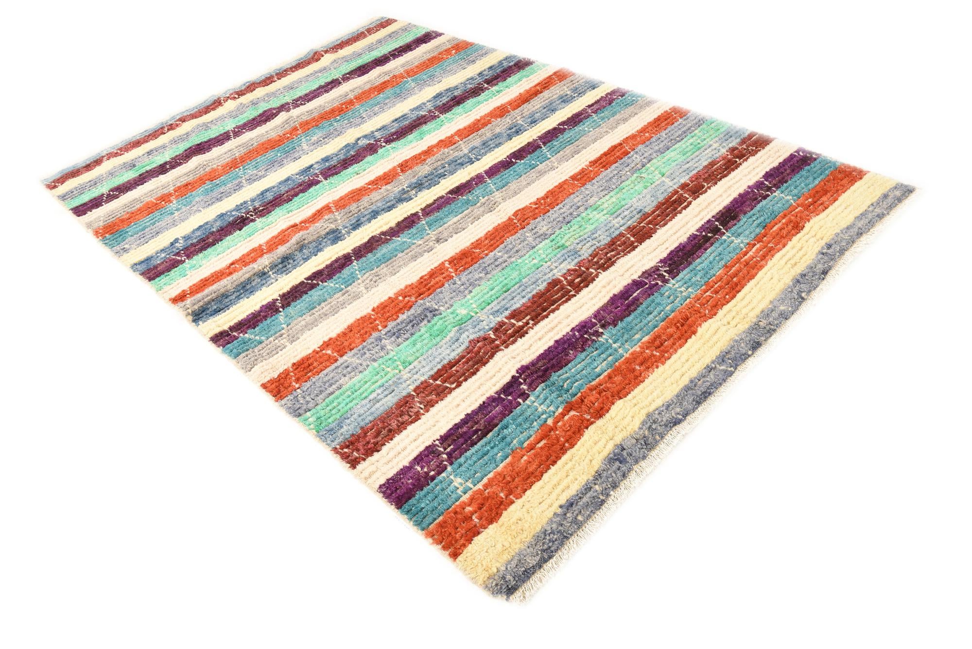 5' 7 x 8' 2 Hand Knotted Moroccan Wool Rug