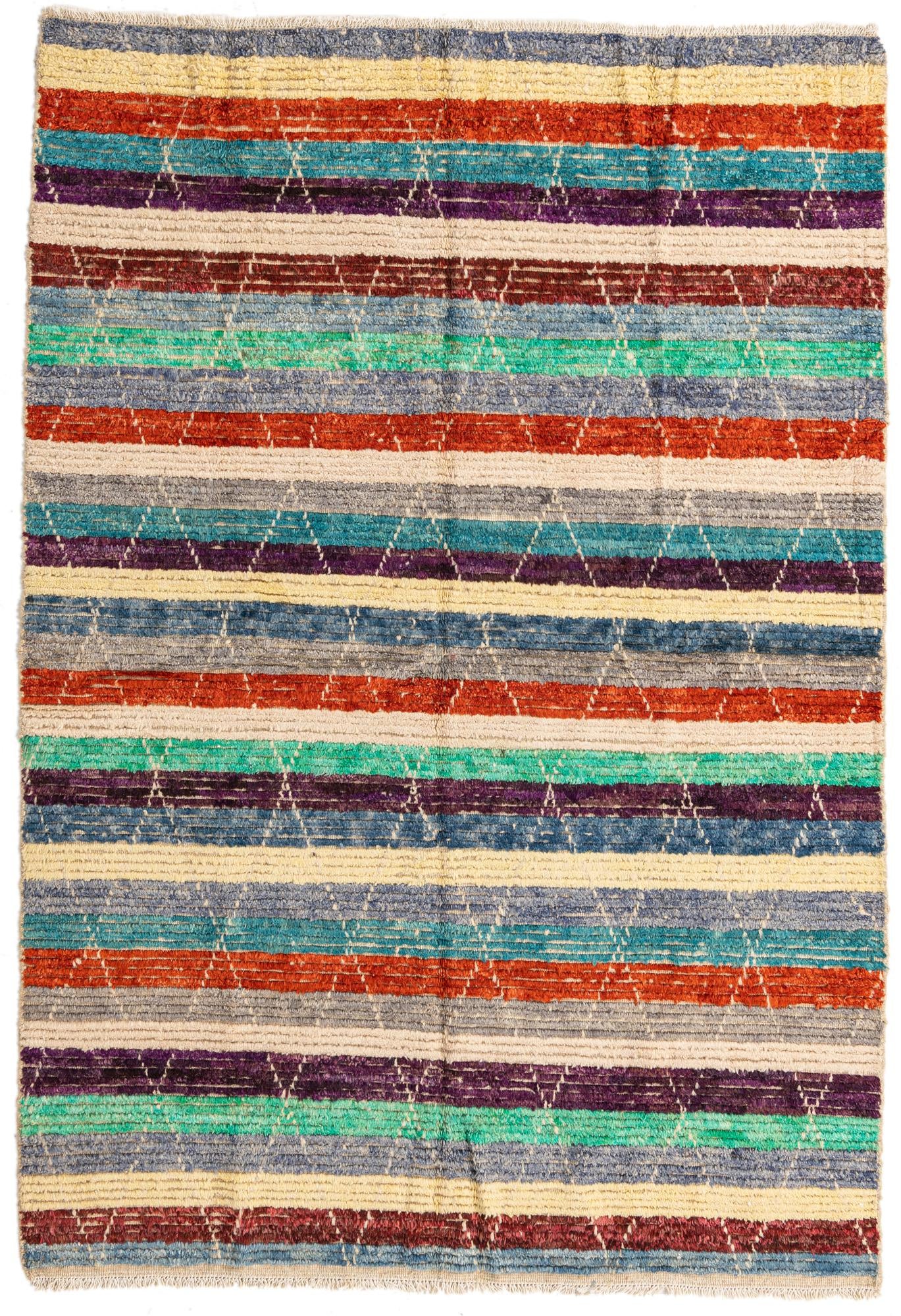 5' 7 x 8' 2 Hand Knotted Moroccan Wool Rug